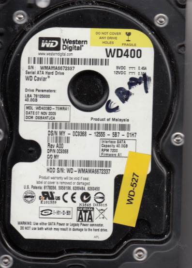 Western Digital Wd400bd 75mra1 40gb Wd400 Wmama