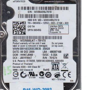 Western Digital WD2500BJKT 250 GB