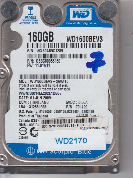 Western Digital WD1600BEVS-26VAT0 160GB